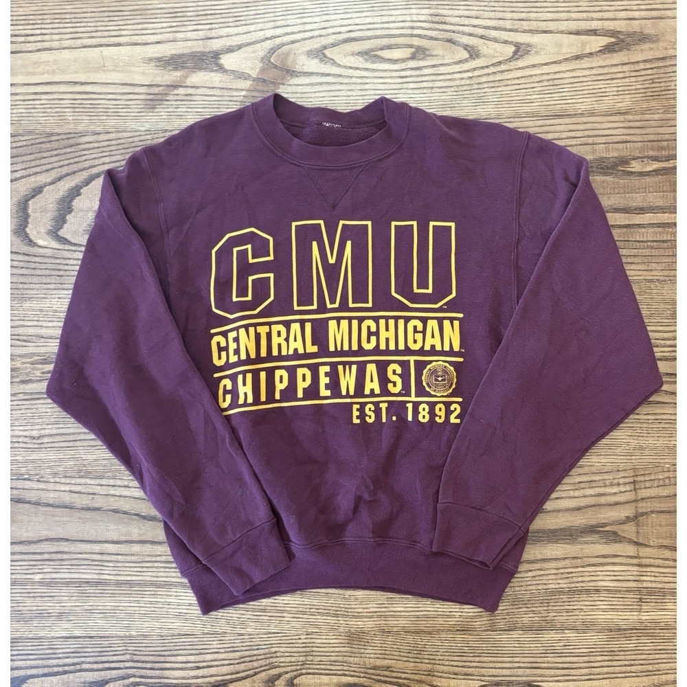 Vintage 90s Central Michigan‎ Chippewas Crewneck Sweatshirt Spell Out